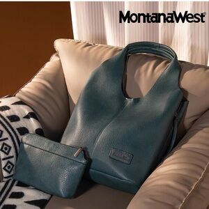 Montana West Blue Shoulder Bag Set